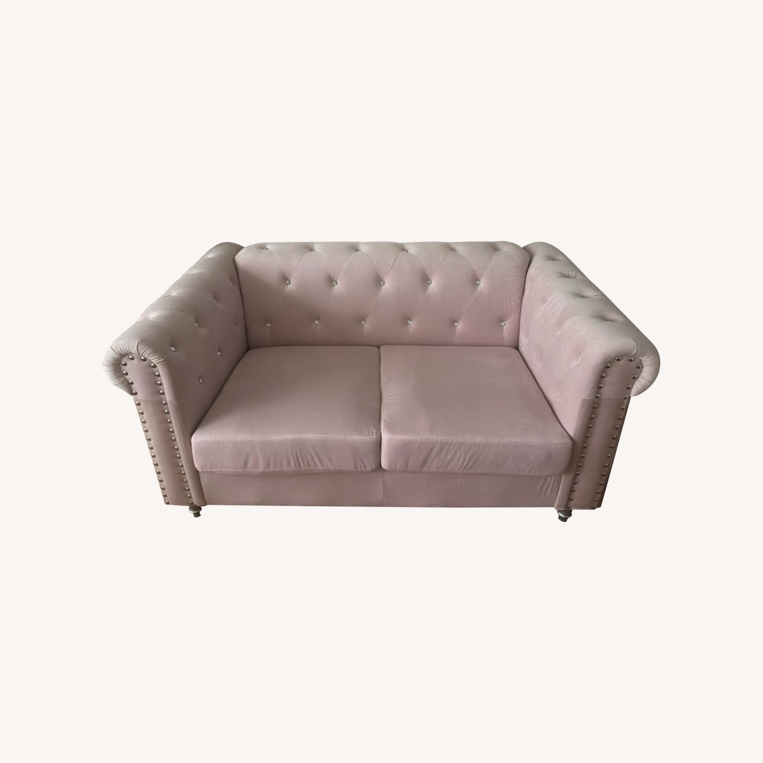 Raisa Pink Glam Loveseat - image-0