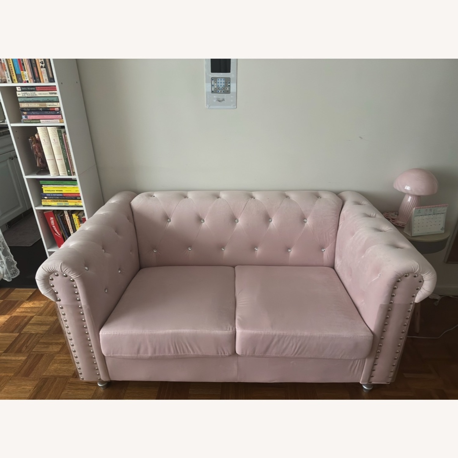 Raisa Pink Glam Loveseat - image-1