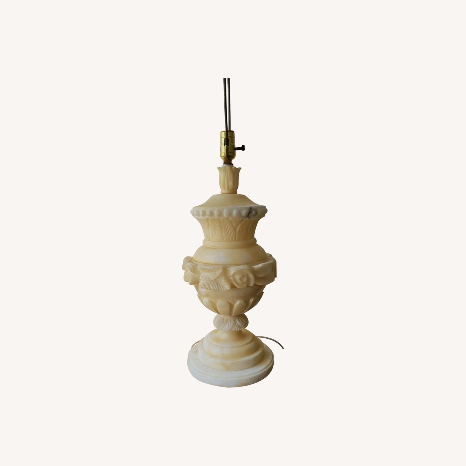 Antique Hand Carved Alabaster Table Lamp Large  - image-0