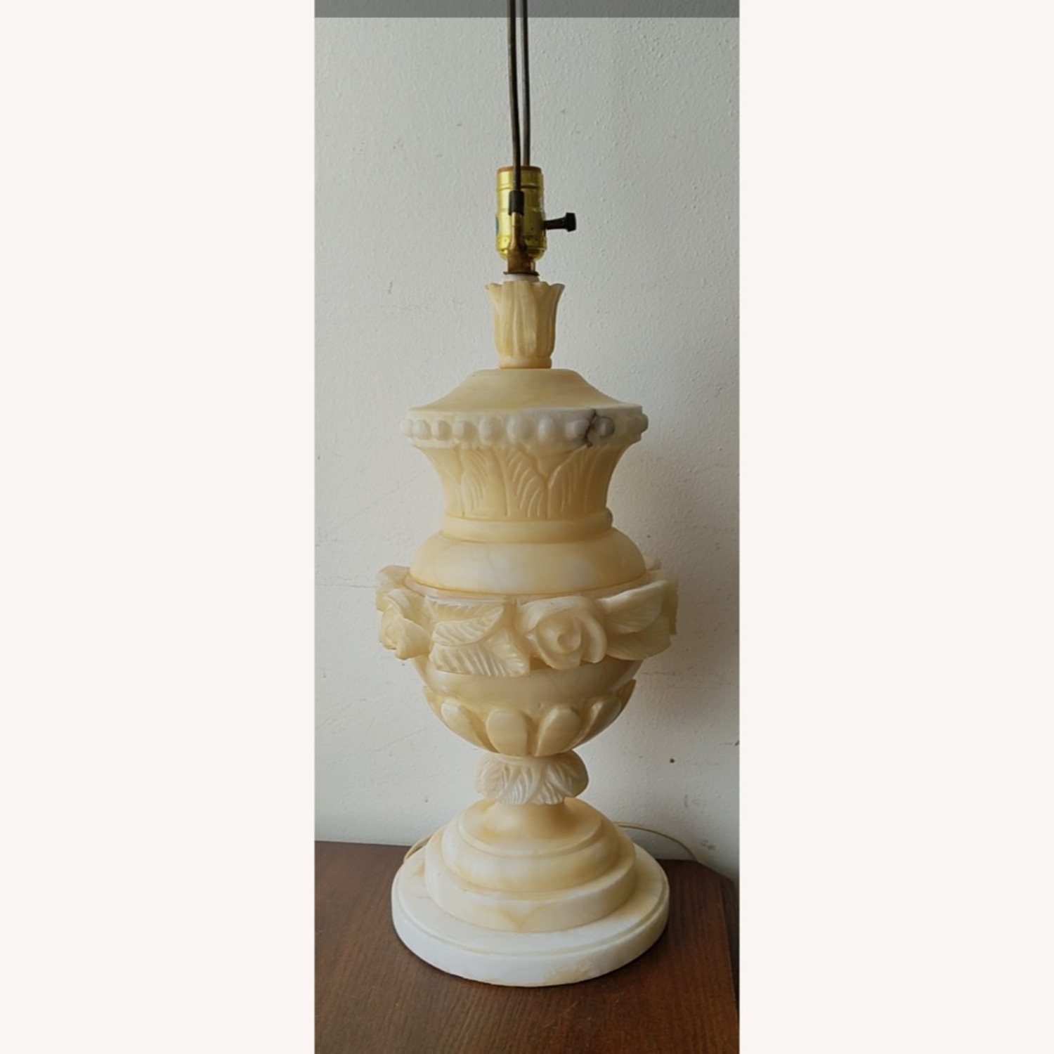 Antique Hand Carved Alabaster Table Lamp Large  - image-1