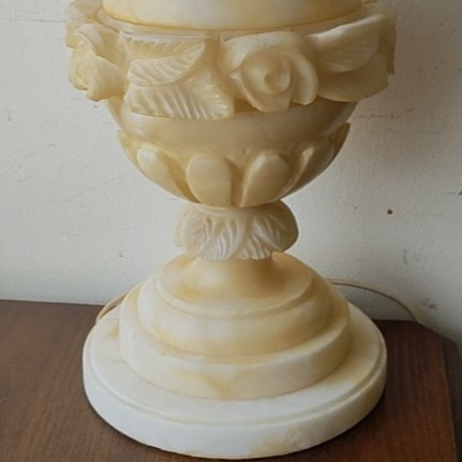 Antique Hand Carved Alabaster Table Lamp Large  - image-3