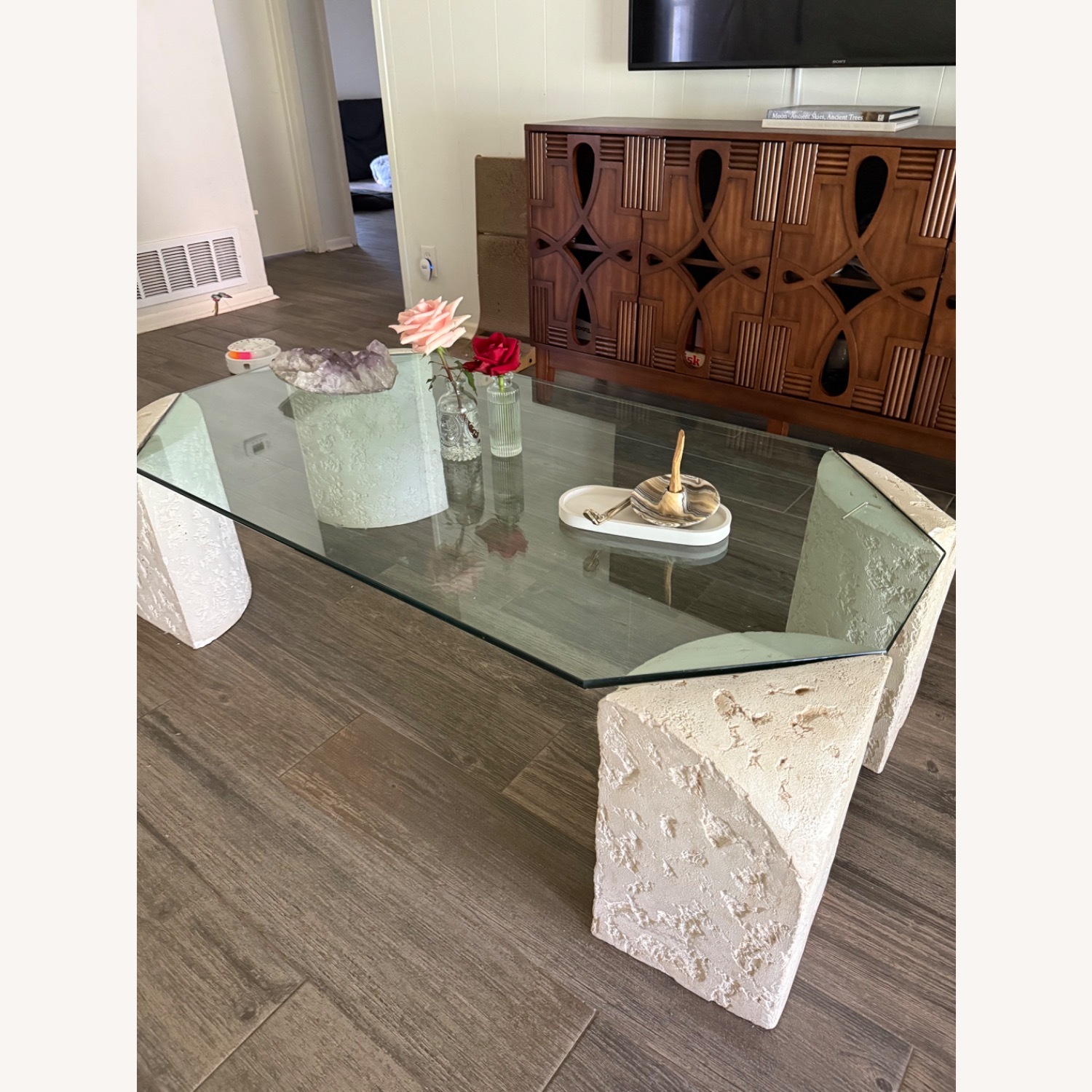 ModernHill Stone and Glass Coffee Table - image-1