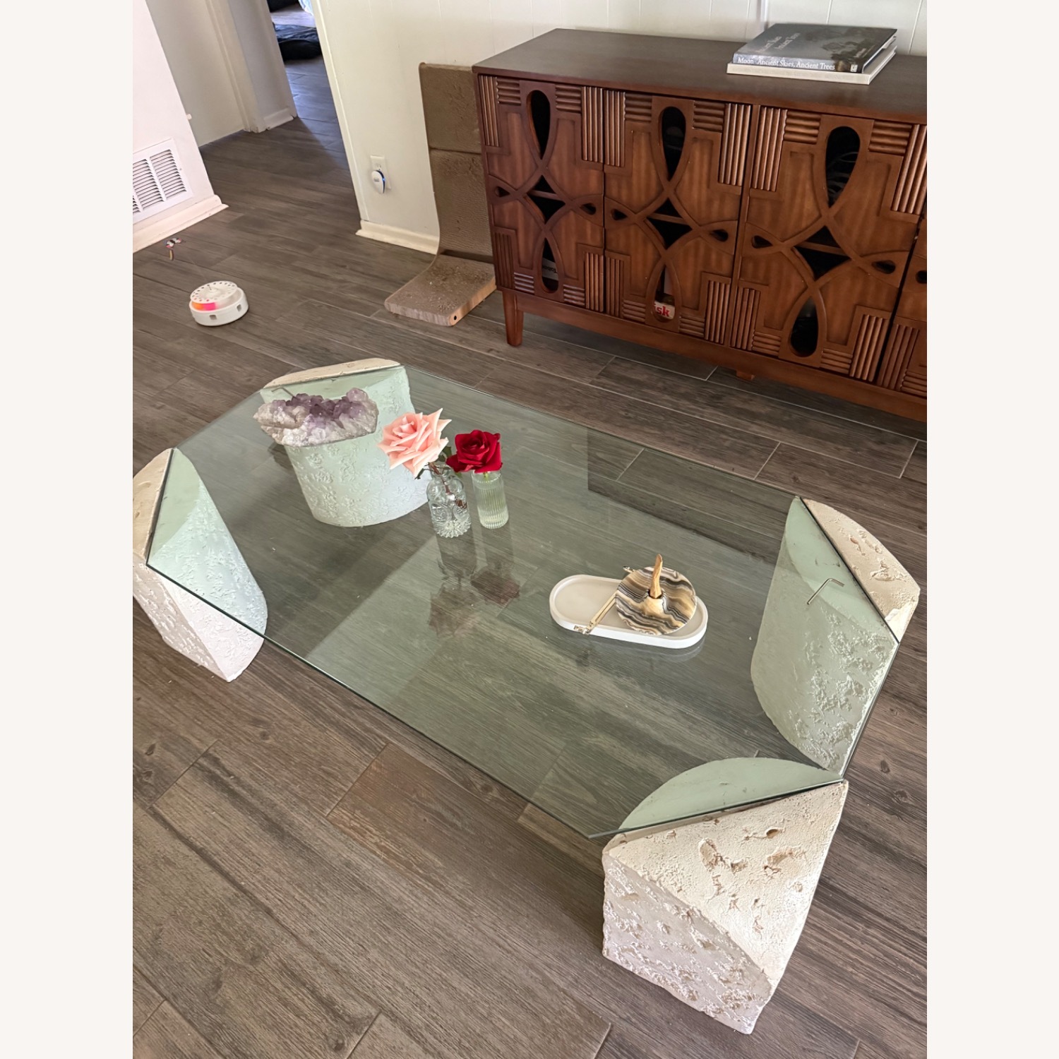 ModernHill Stone and Glass Coffee Table - image-2
