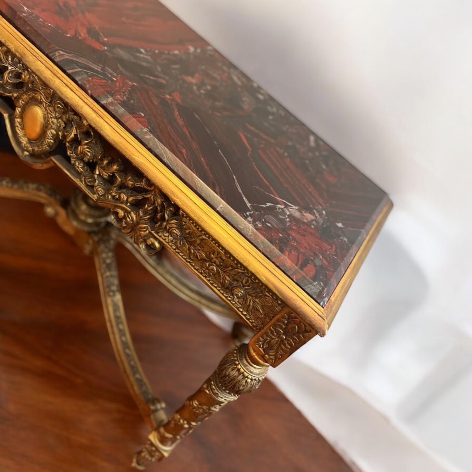 VIntage Rococo Italian Wood Granite Console - image-7