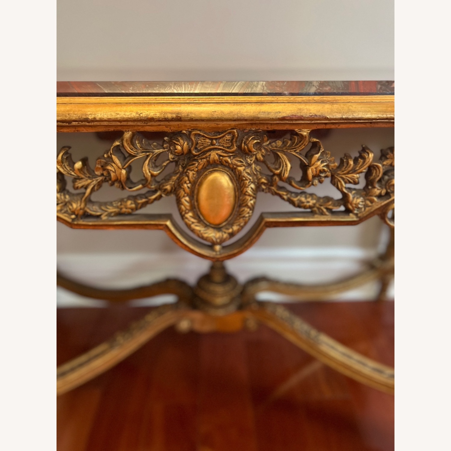 VIntage Rococo Italian Wood Granite Console - image-2