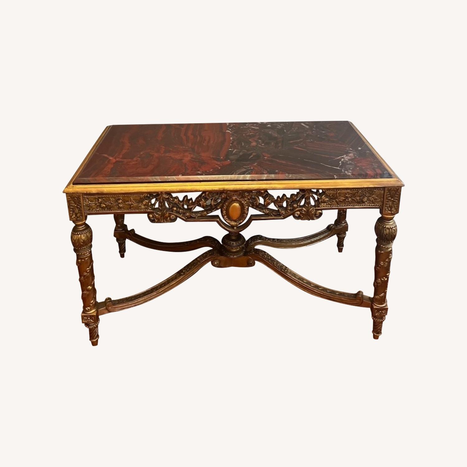 VIntage Rococo Italian Wood Granite Console - image-0