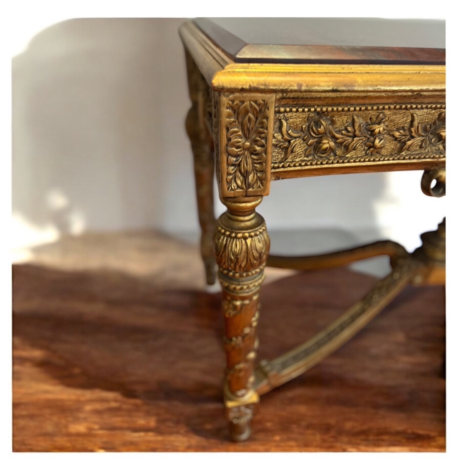VIntage Rococo Italian Wood Granite Console - image-11