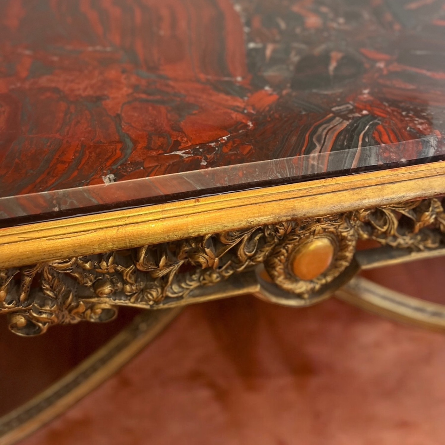 VIntage Rococo Italian Wood Granite Console - image-8