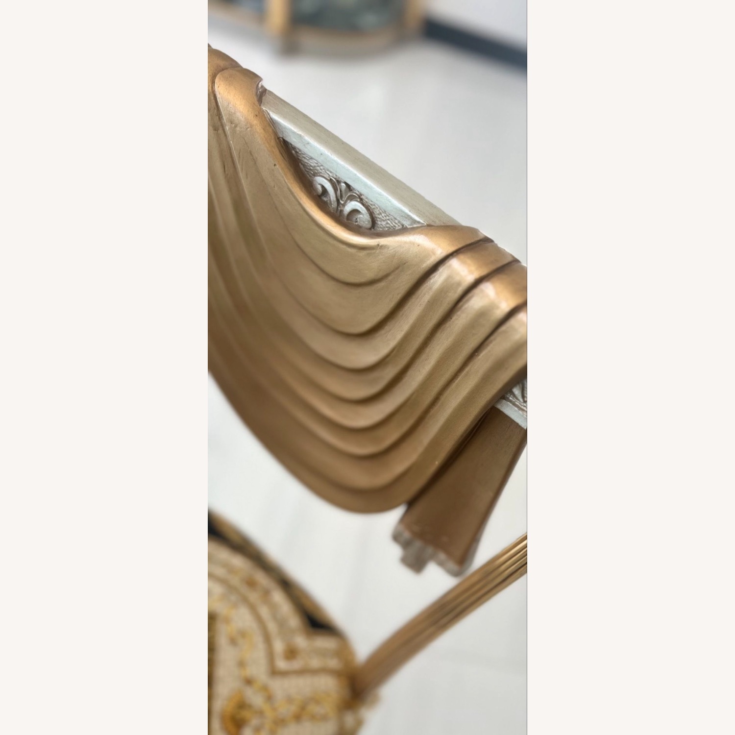 9p Italian GOld metal Dining ROom TabLe Chair Set - image-9