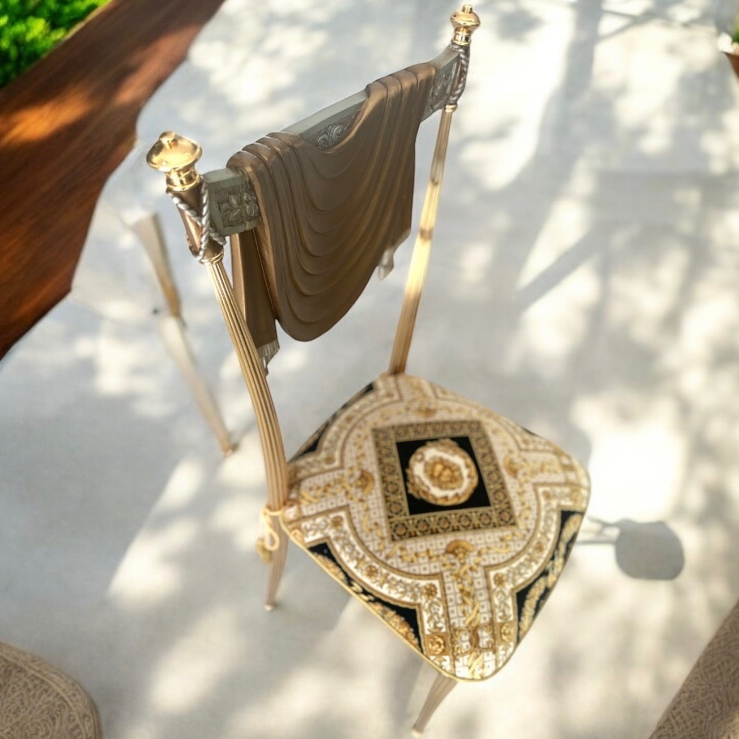 9p Italian GOld metal Dining ROom TabLe Chair Set - image-6