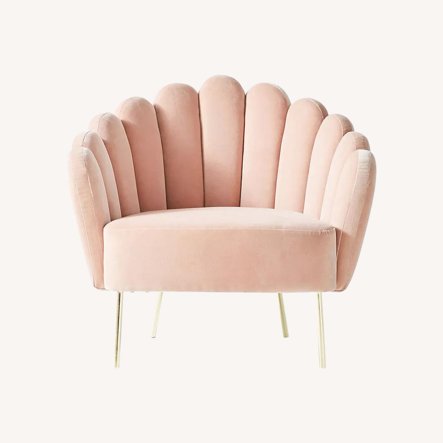 Anthropologie Rosewater Pink Velvet Armchair - image-0