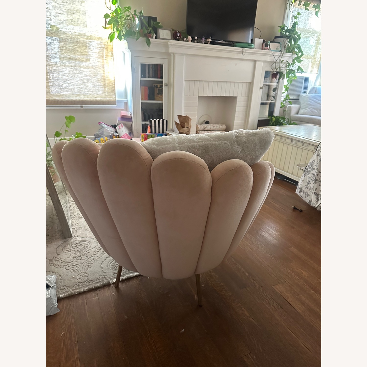 Anthropologie Rosewater Pink Velvet Armchair - image-2