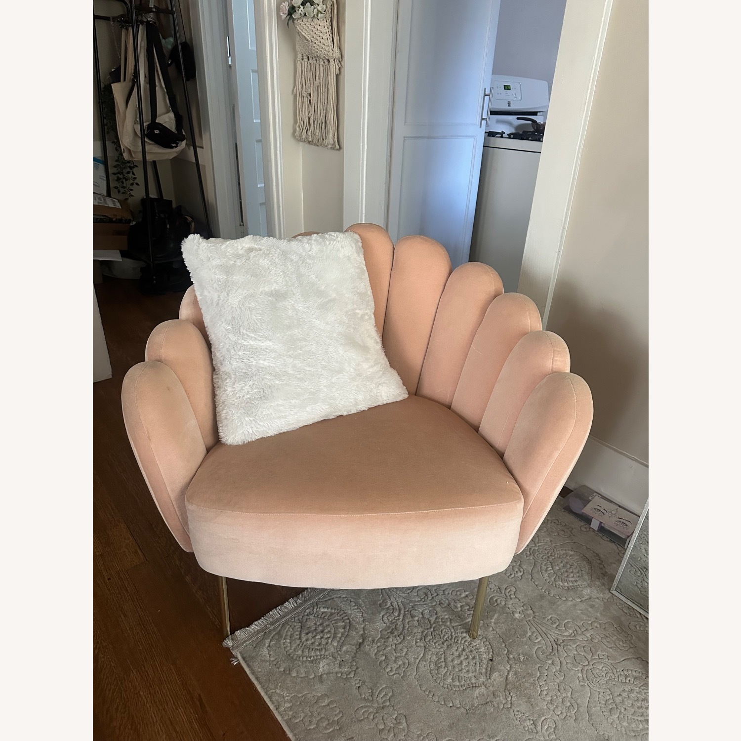 Anthropologie Rosewater Pink Velvet Armchair - image-3