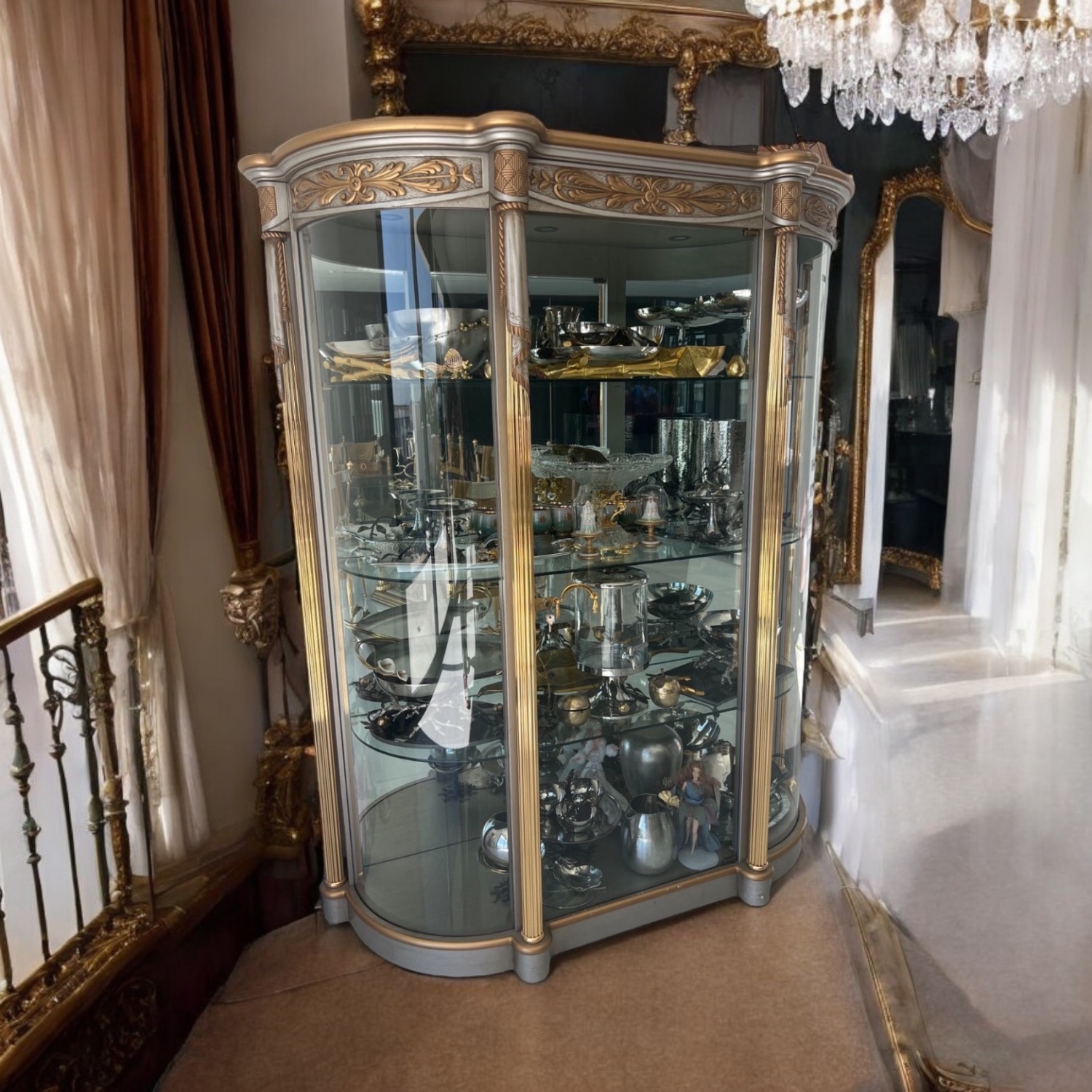 Italian Rococo GLaSS DisPlay Cabinet VItrine - image-1