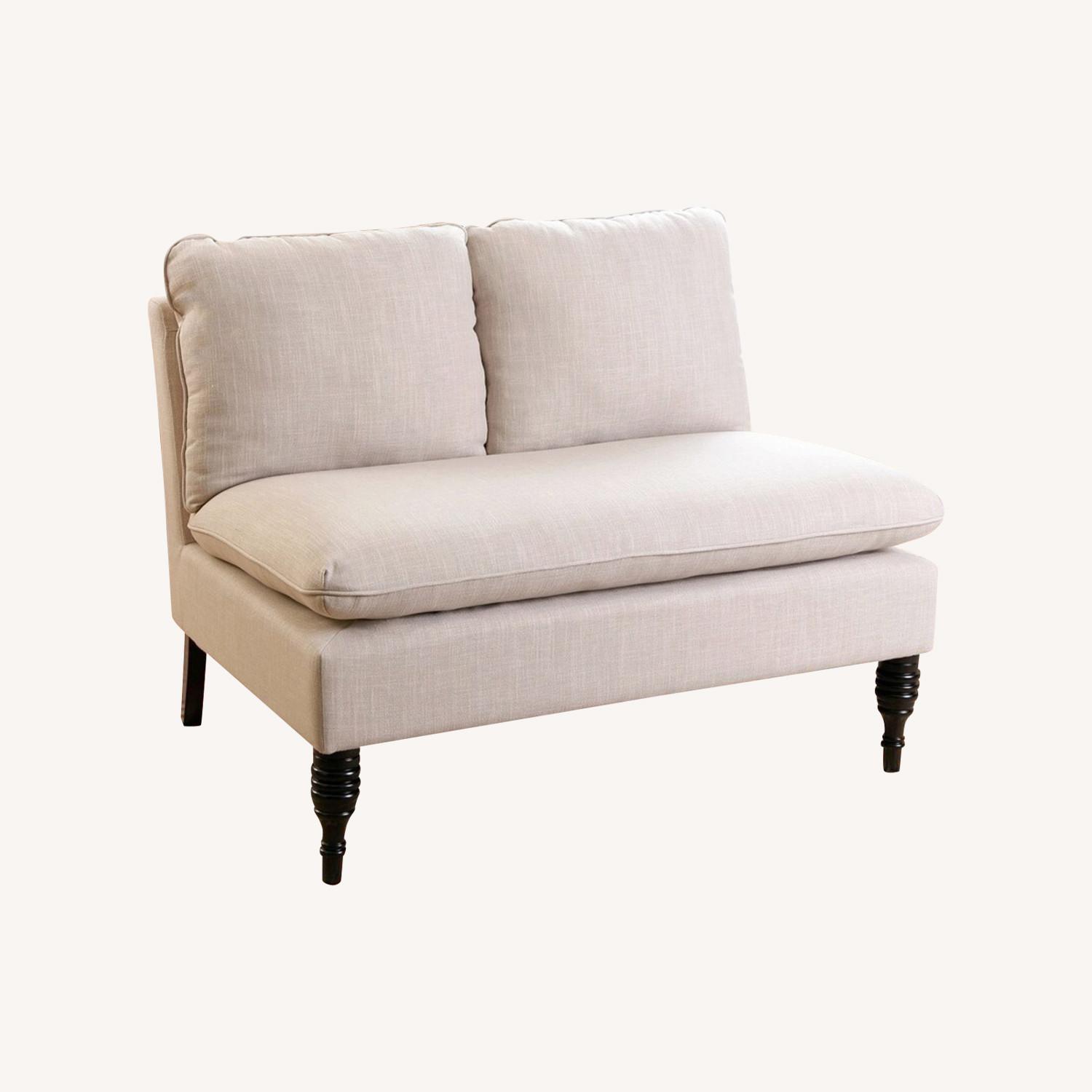 Comfortable Sandstone Linen Loveseat - image-0