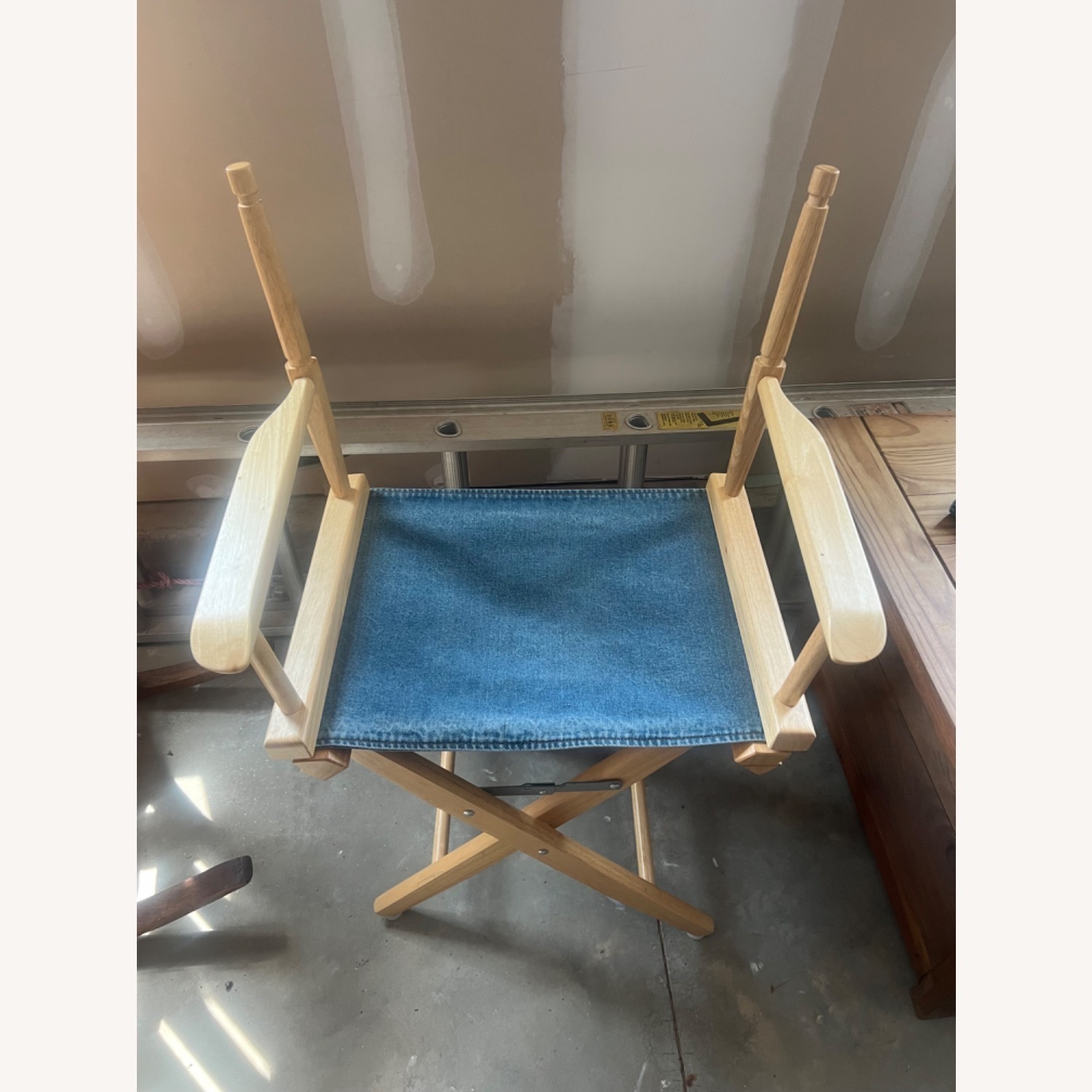 Fold Up Wood Director Chair Marissa Denim Back - image-5