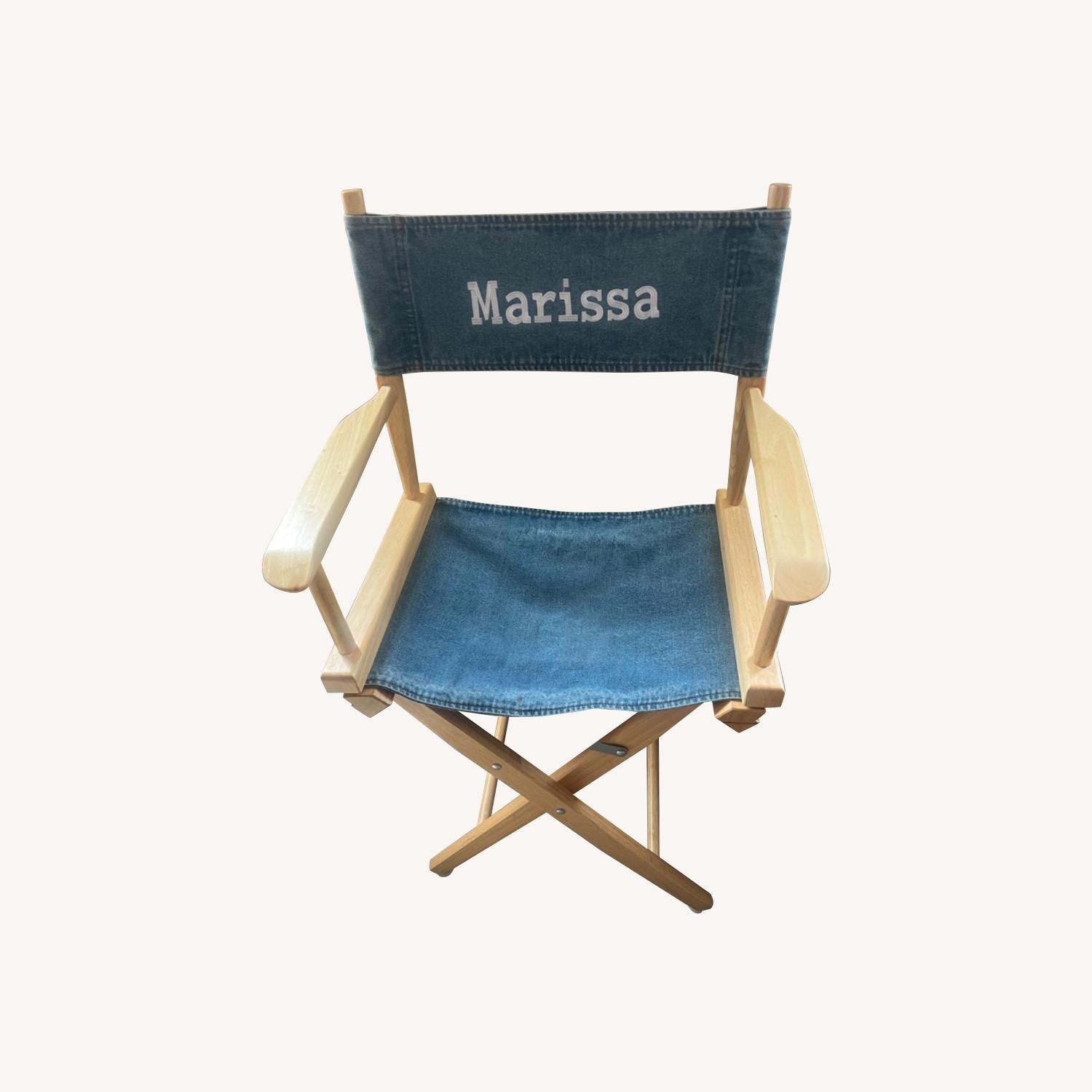 Fold Up Wood Director Chair Marissa Denim Back - image-0