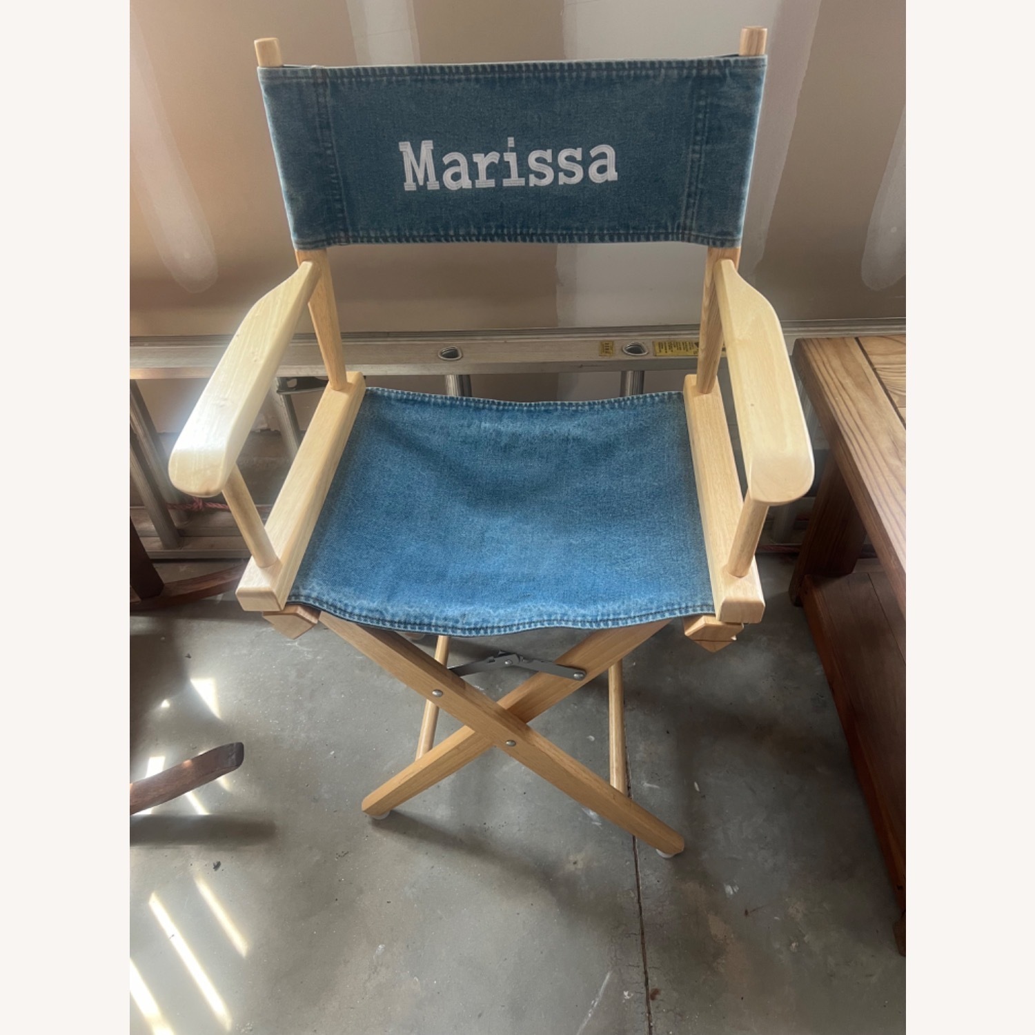 Fold Up Wood Director Chair Marissa Denim Back - image-1