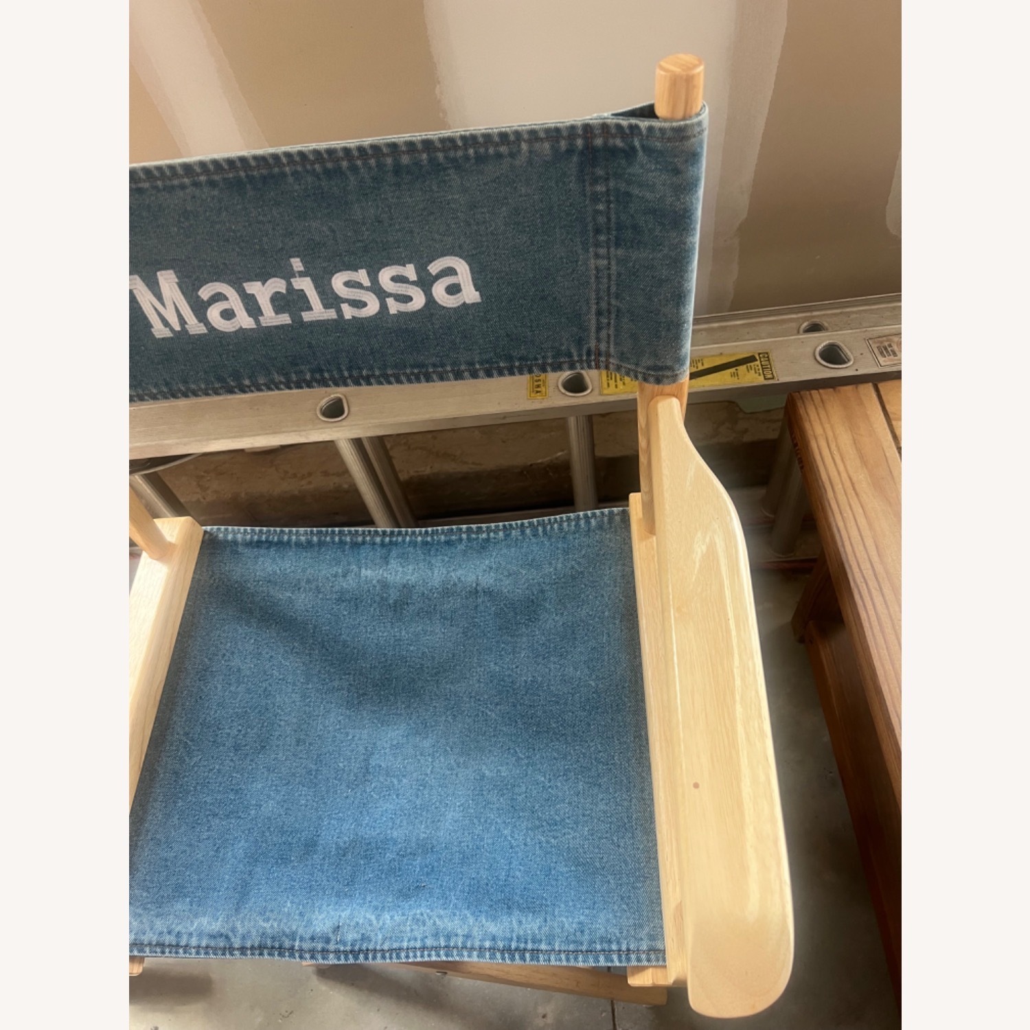 Fold Up Wood Director Chair Marissa Denim Back - image-2