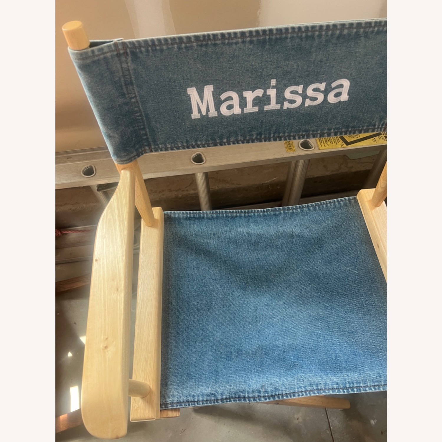 Fold Up Wood Director Chair Marissa Denim Back - image-3