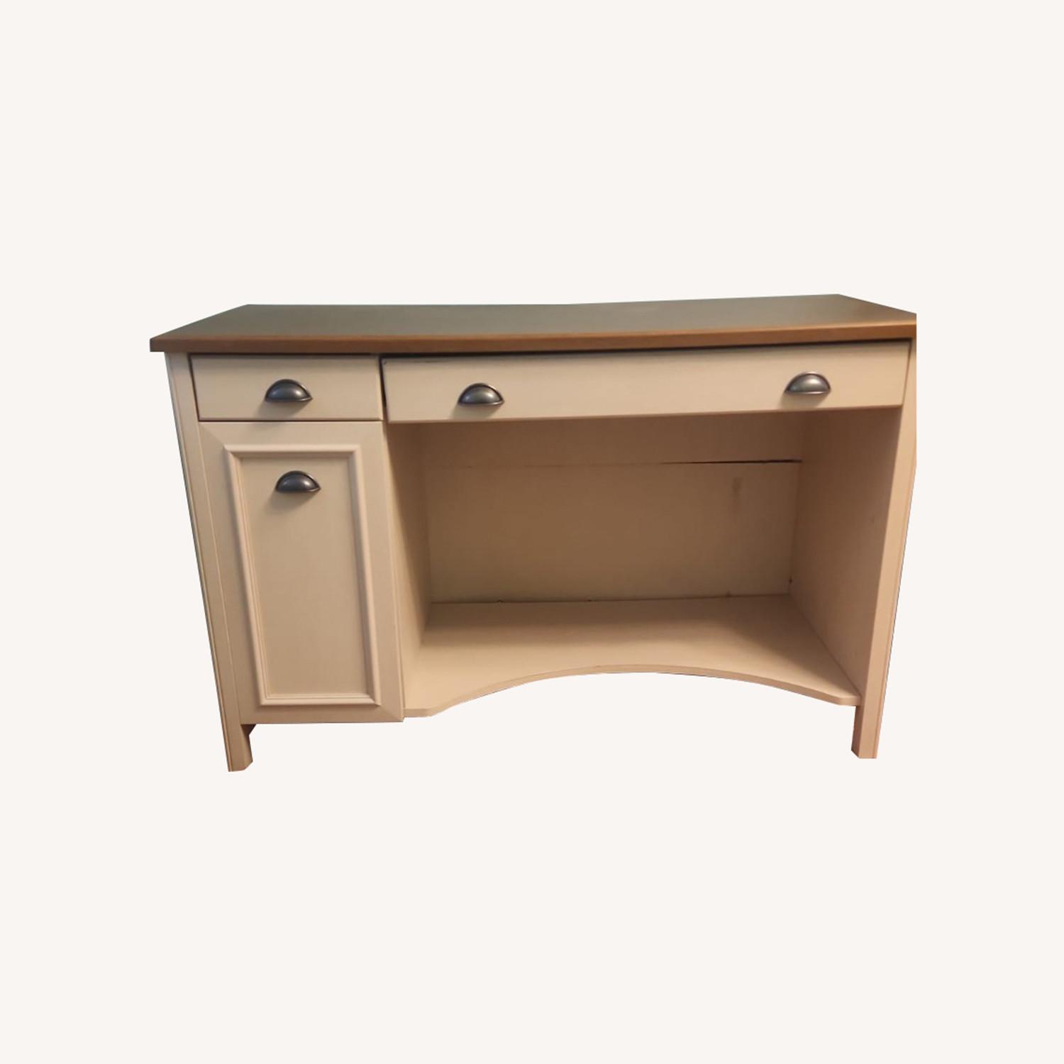 Antique White Desk with Storage - image-0