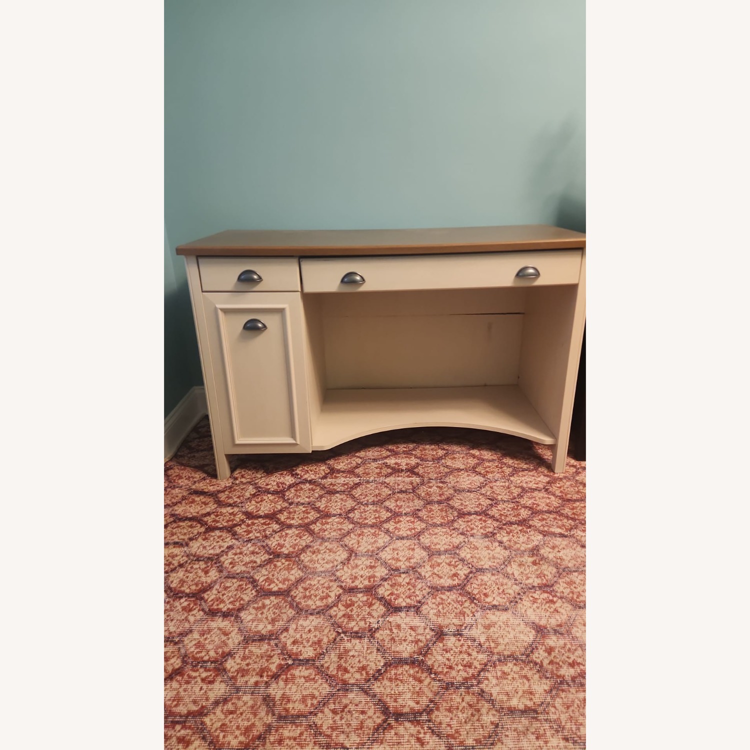 Antique White Desk with Storage - image-1