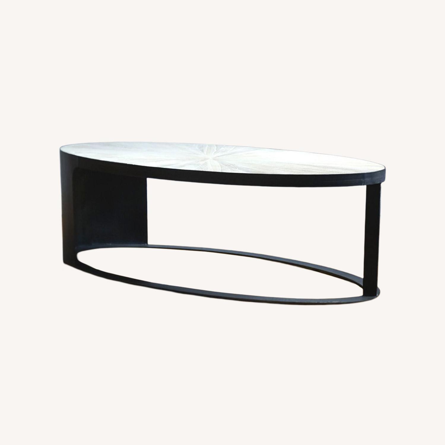 White Modern Coffee Table W Intricate Pattern - image-4
