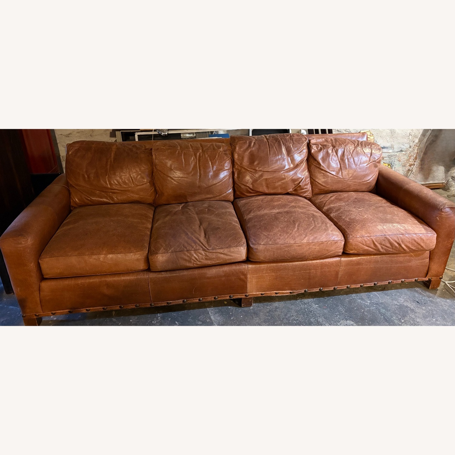 Large Leather Sofa - image-1