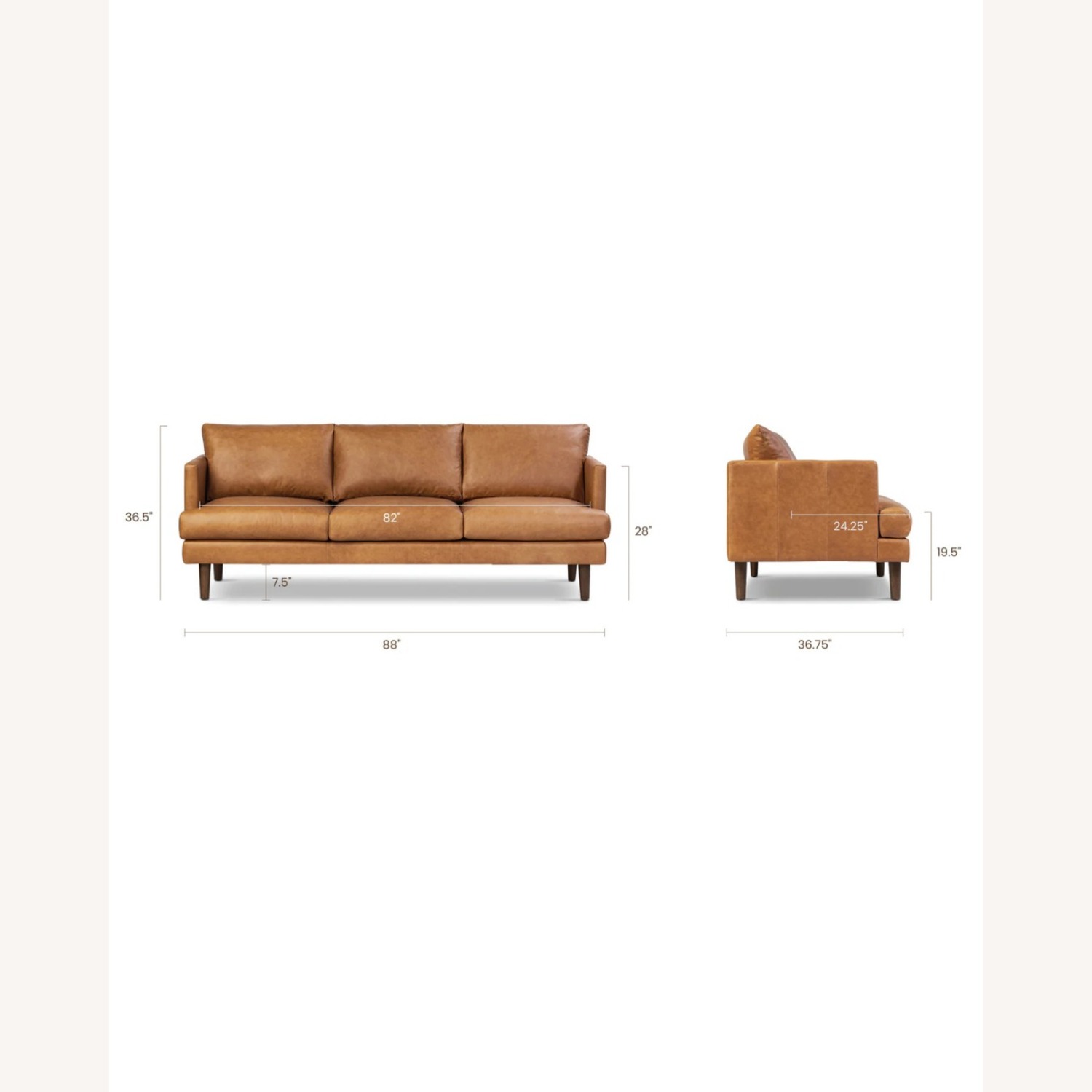 Poly & Bark Cognac Leather Sofa 88"  - image-5