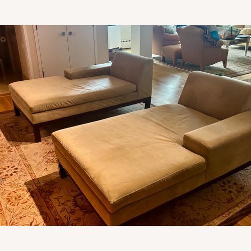 Used West Elm Lorimer Chaises – Lichen Green - Set of 2 for sale on AptDeco
