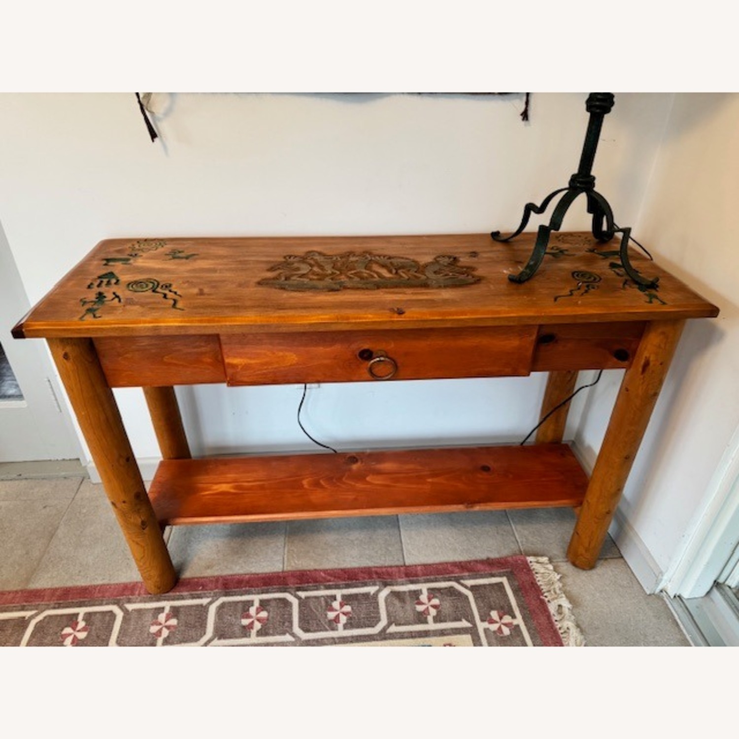 Wonderful Hand Carved Southwest Console Table - image-1