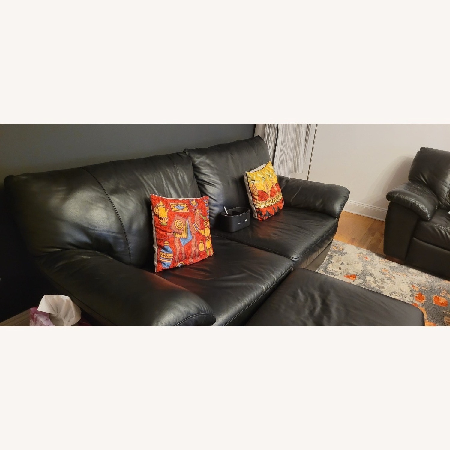 IKEA Leather 2 Sofa Cum Loveseat and Ottoman - image-4