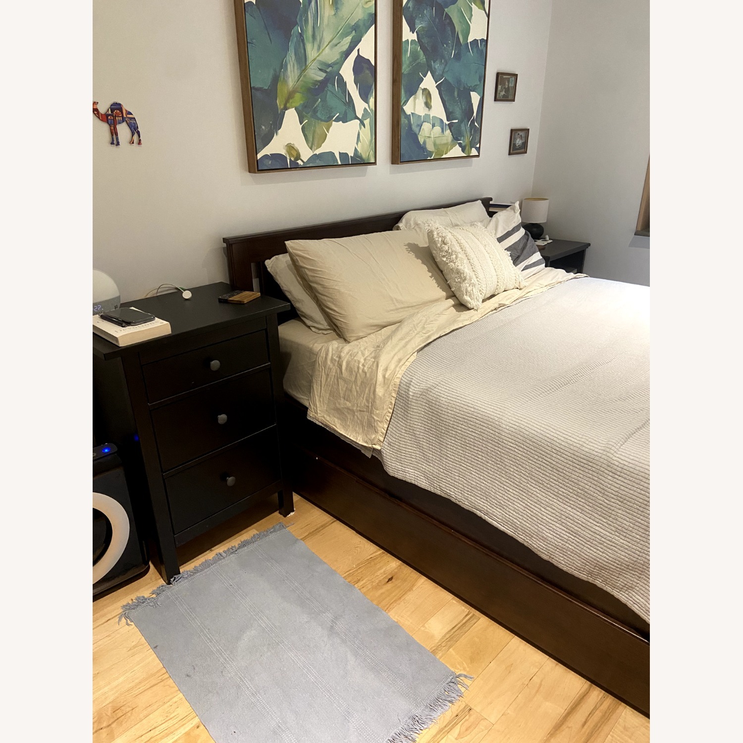 IKEA Dark Wood Bed Frame with Underbed Storage - image-2