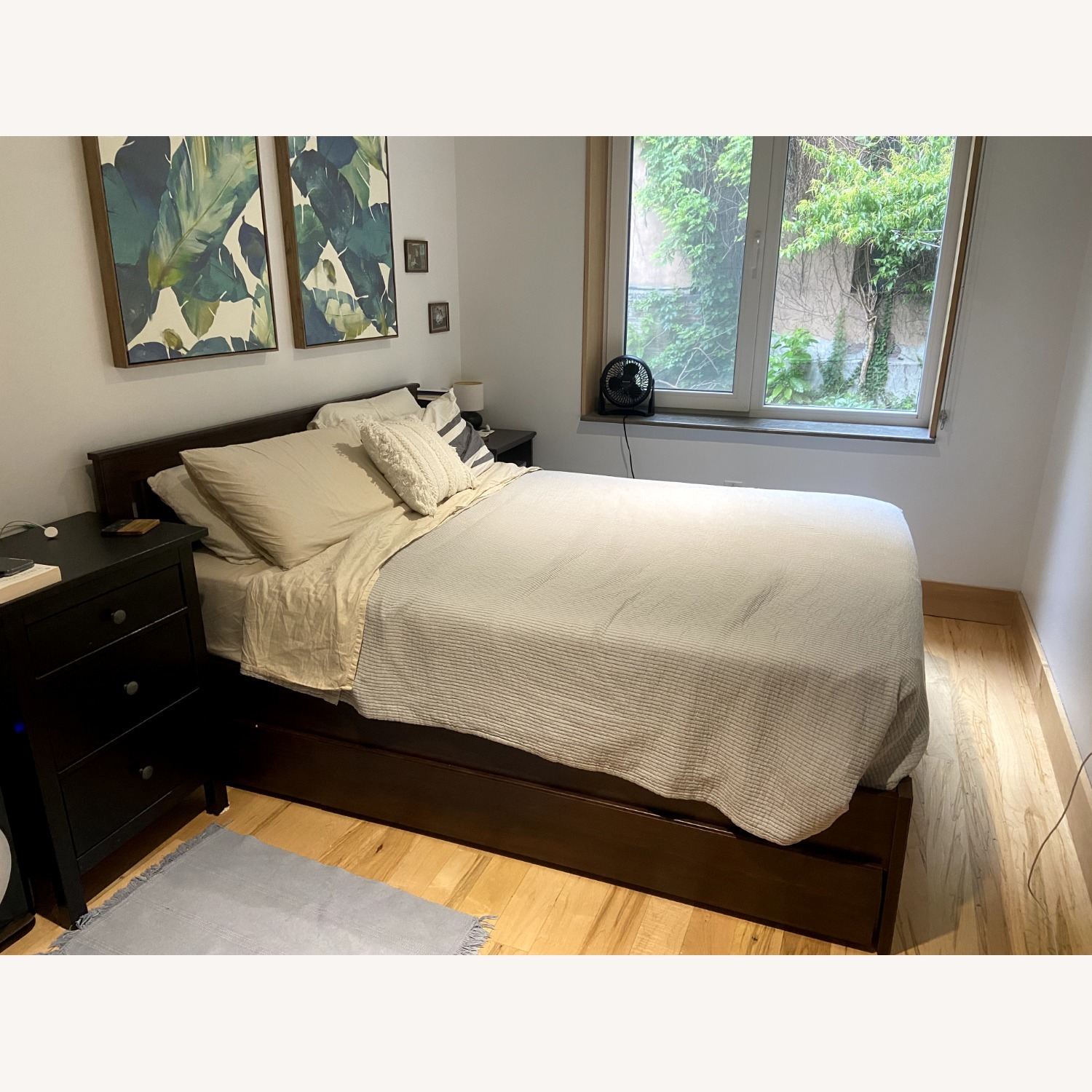 IKEA Dark Wood Bed Frame with Underbed Storage - image-1