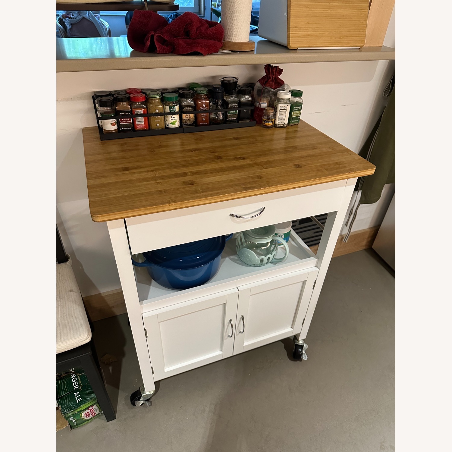 Kitchen Island with Natural Bamboo Top - image-1
