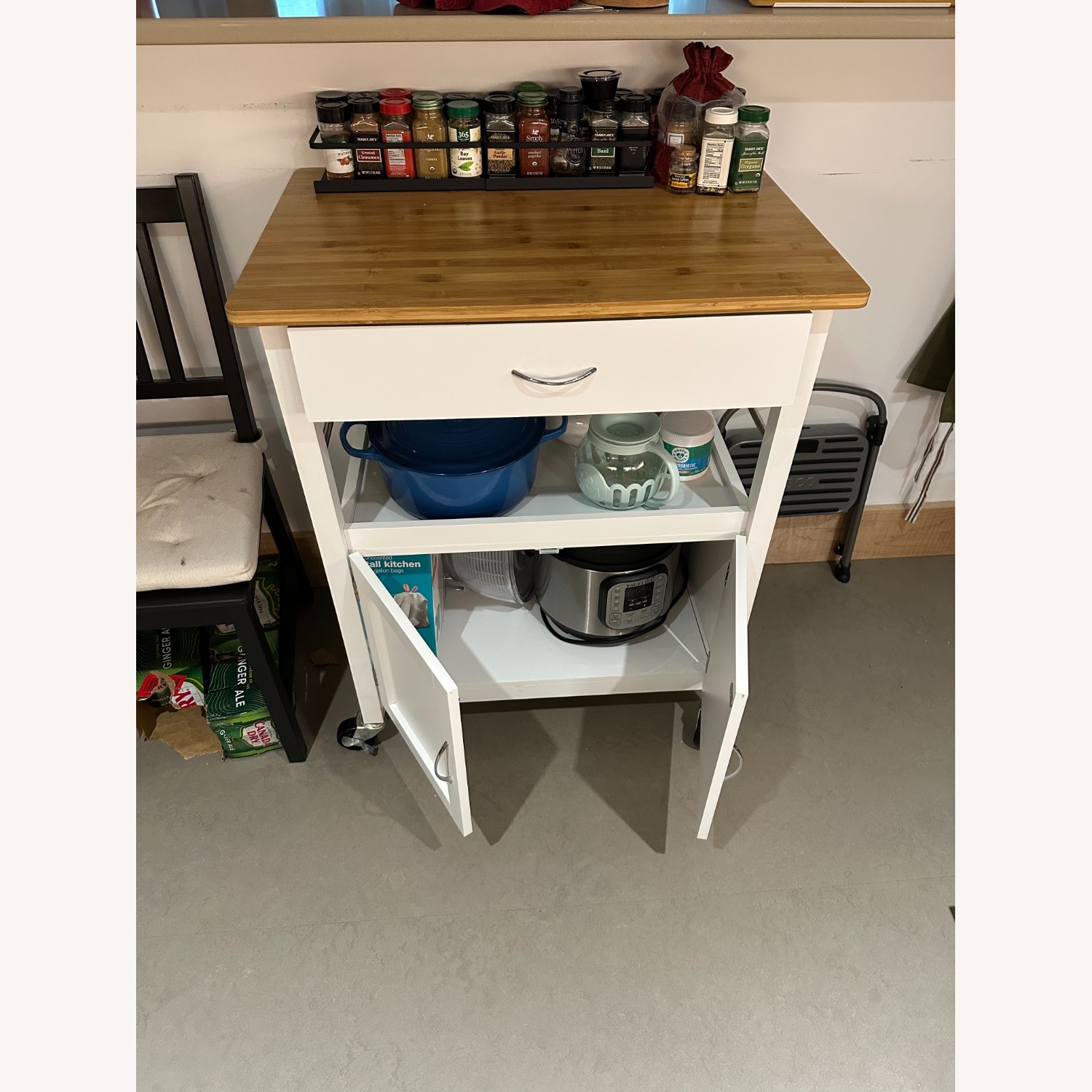 Kitchen Island with Natural Bamboo Top - image-2