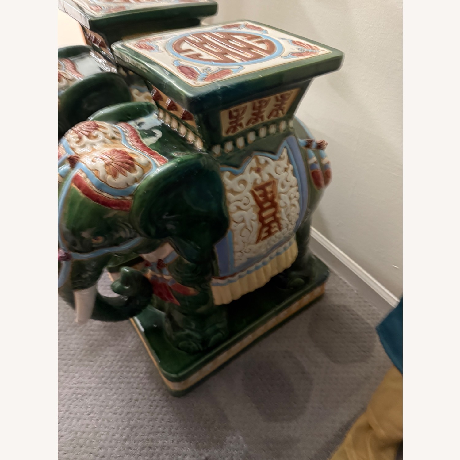 Oriental Ceramic Green Elephant Set - image-3