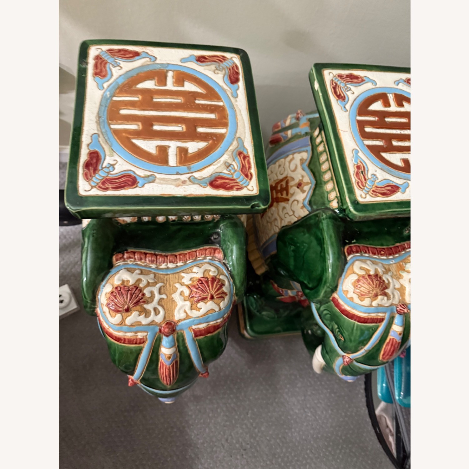 Oriental Ceramic Green Elephant Set - image-4