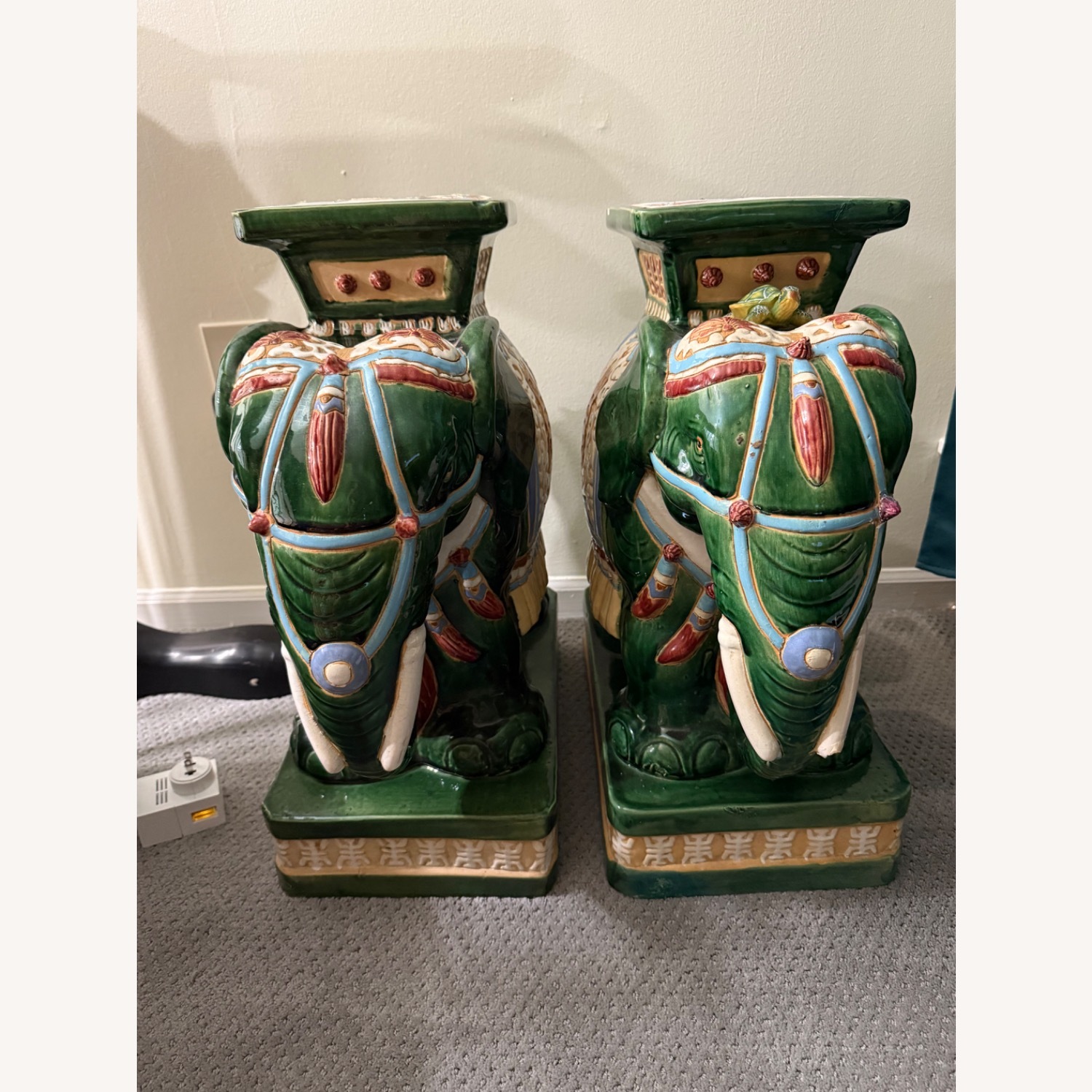 Oriental Ceramic Green Elephant Set - image-1