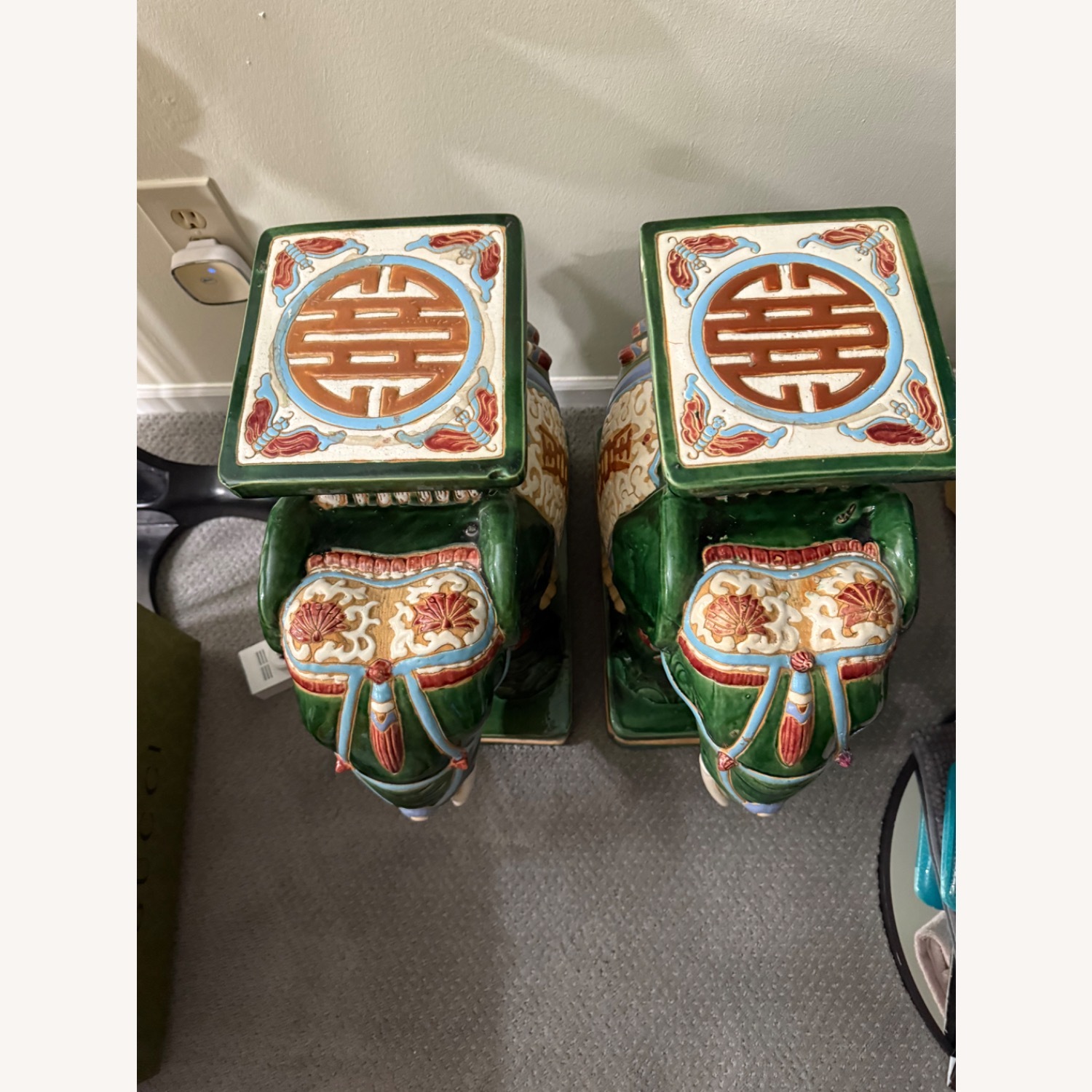 Oriental Ceramic Green Elephant Set - image-2
