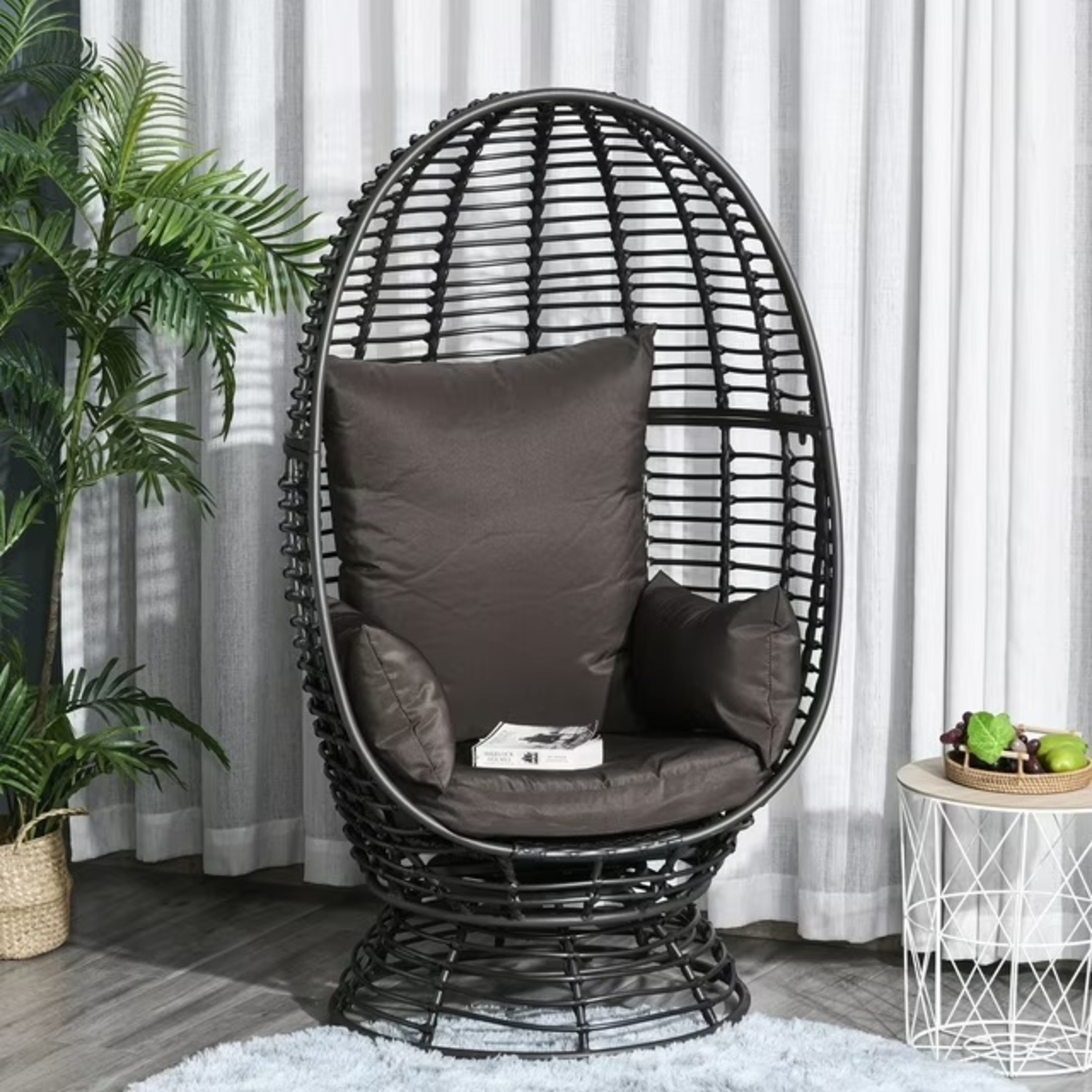 ‘Outsunny’ Wicker Egg Chair (2) - image-0