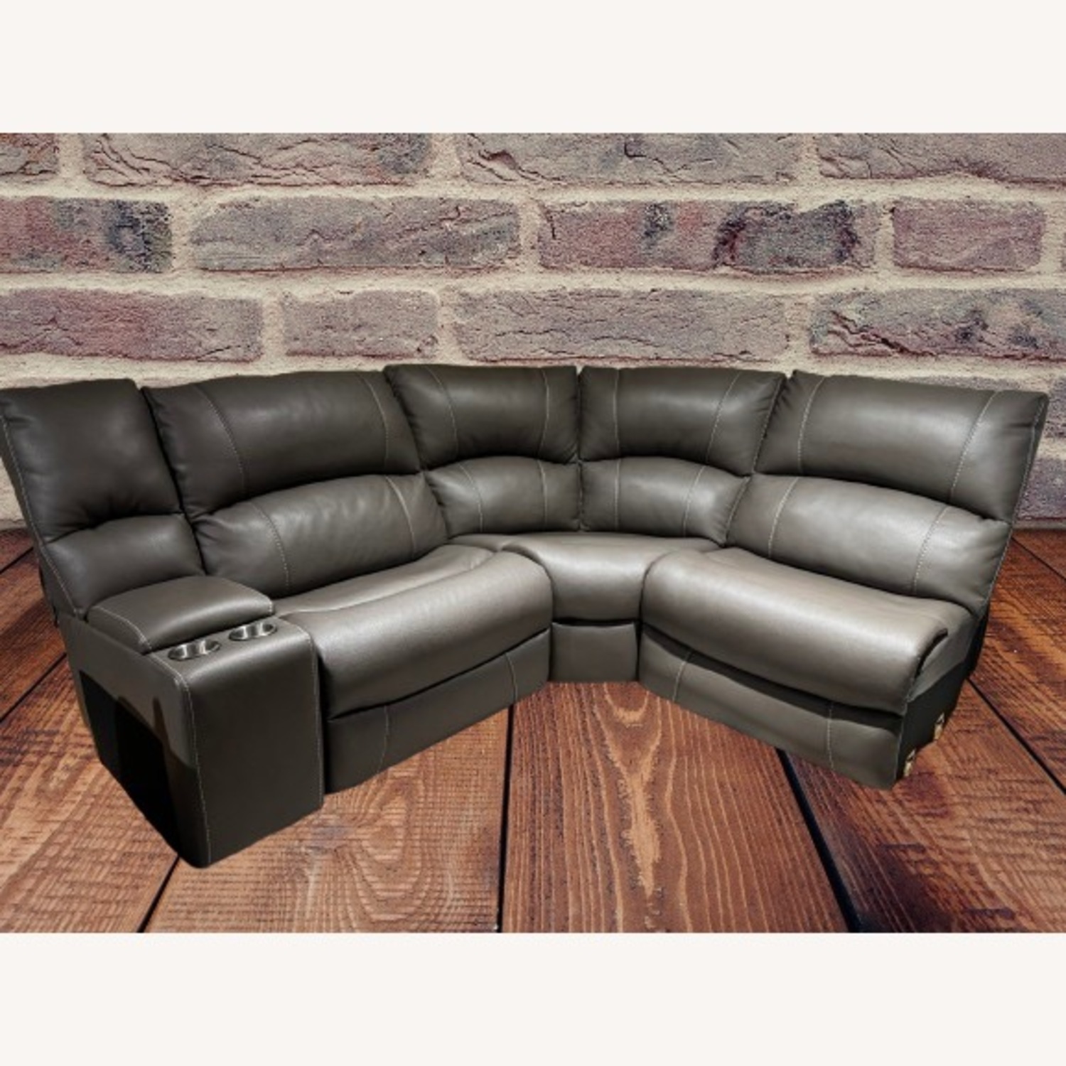 Flexsteel Sectional Leather Couch - image-1