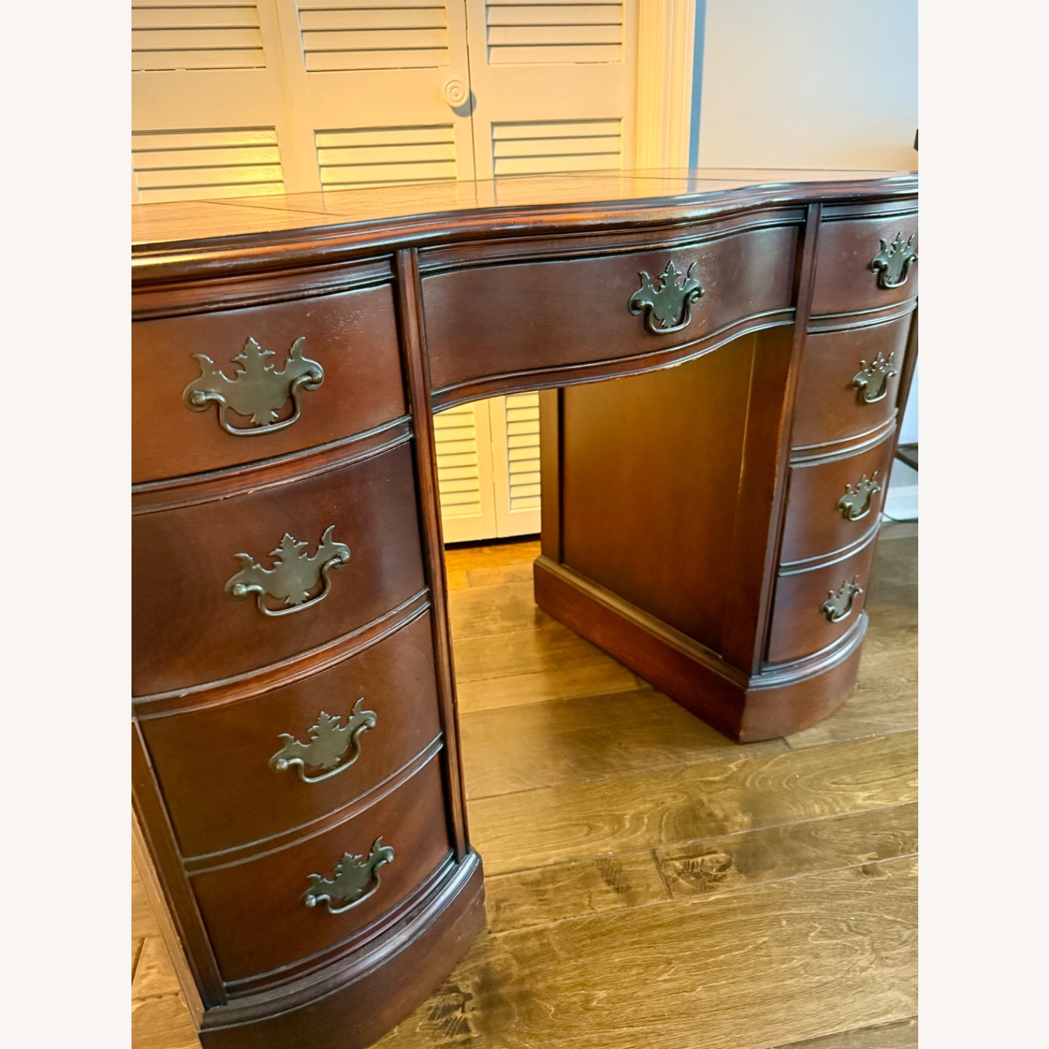 Vintage Demi-Lune Design Mahogany Desk - image-1