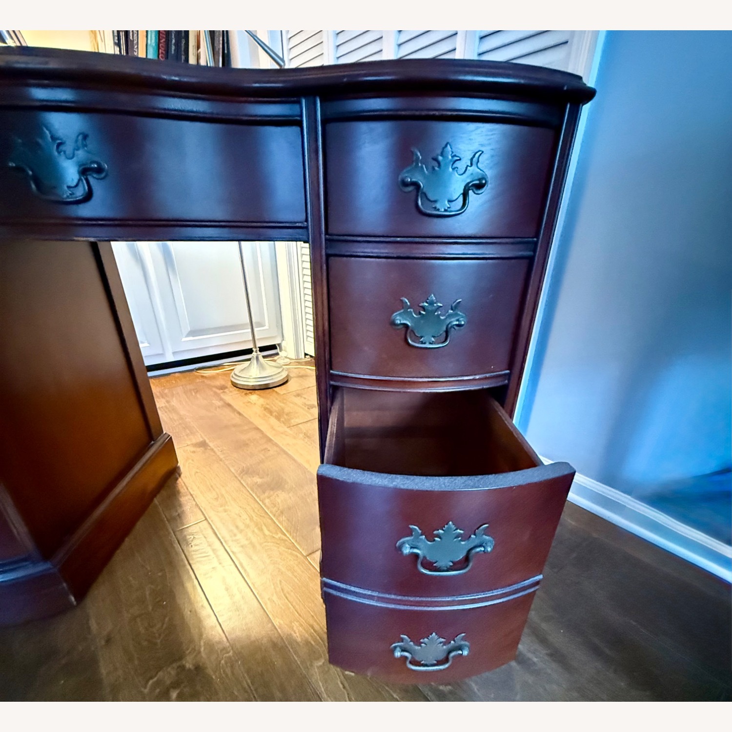 Vintage Demi-Lune Design Mahogany Desk - image-5