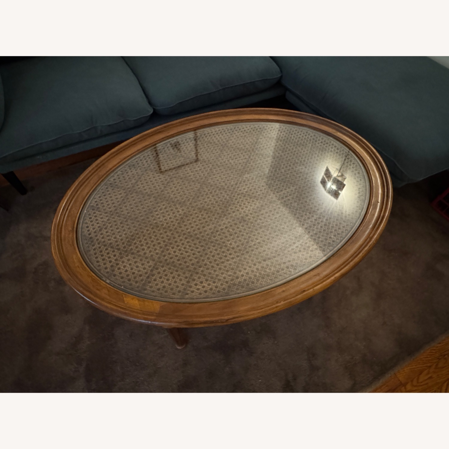 Vintage Carved Wood Coffee Table with Glass Top - image-2