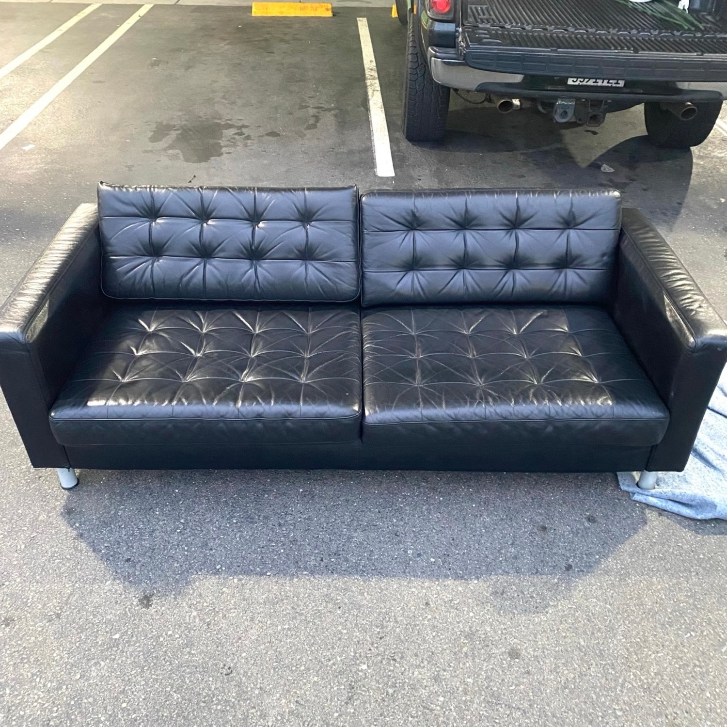 IKEA Landskrona Two-Seat Sofa Grann Bomstad Black Metal - image-1