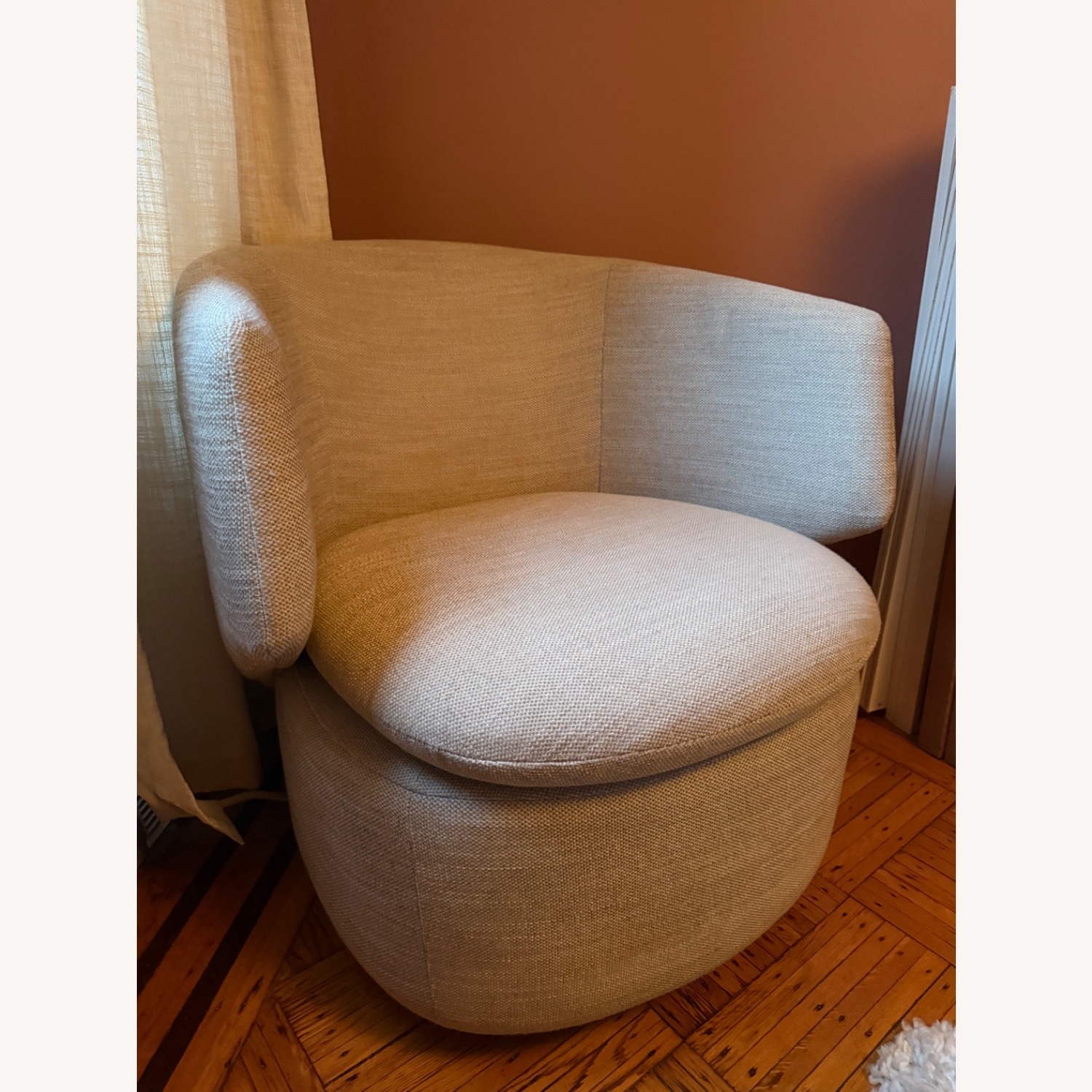 West Elm Crescent Swivel Chair Dove Grey - image-6