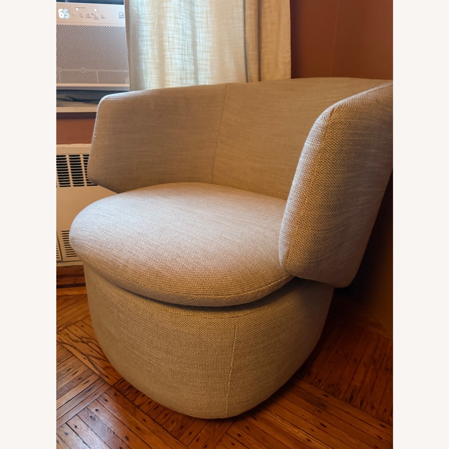 West Elm Crescent Swivel Chair Dove Grey - image-5