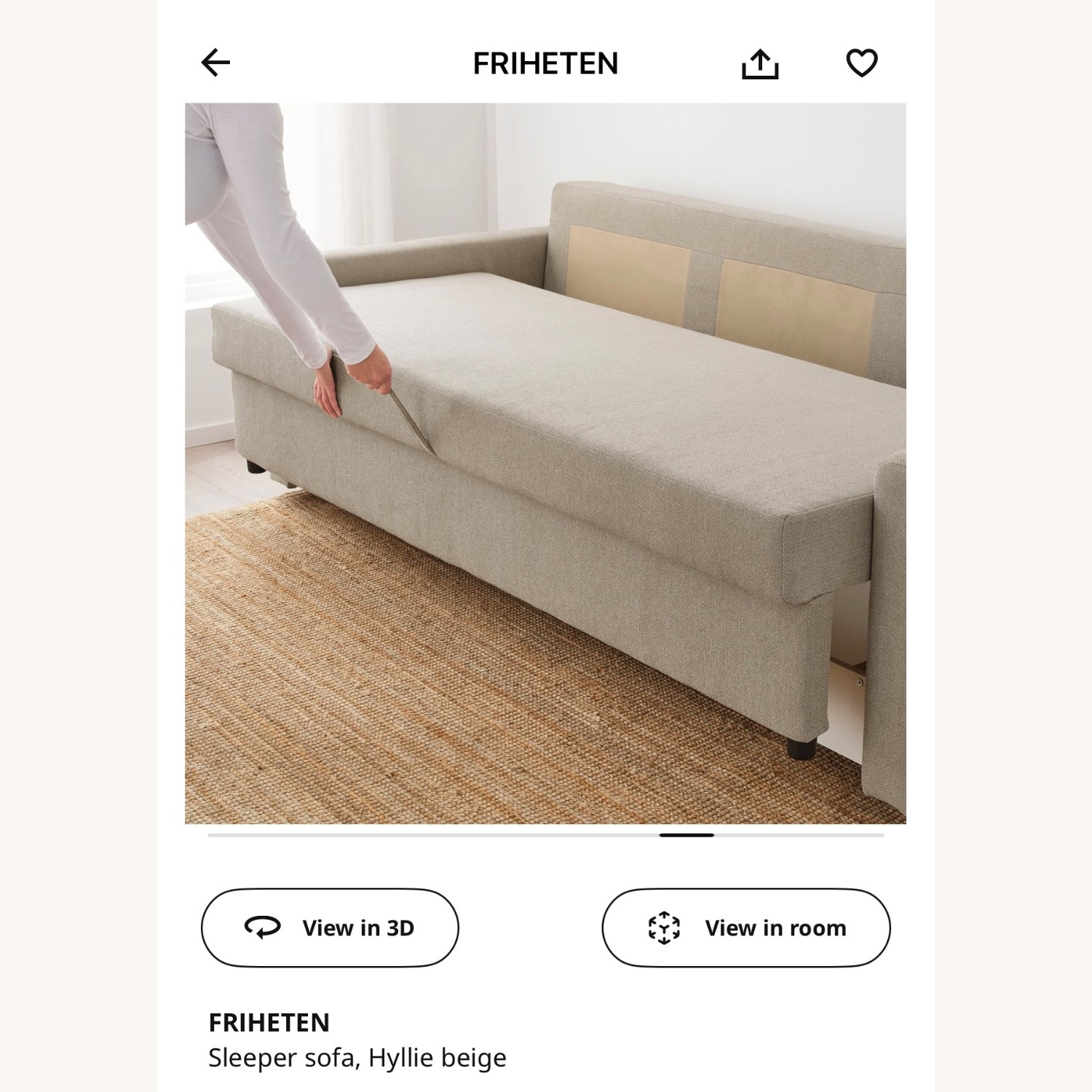 IKEA Friheten Sleeper Sofa in Beige - image-3