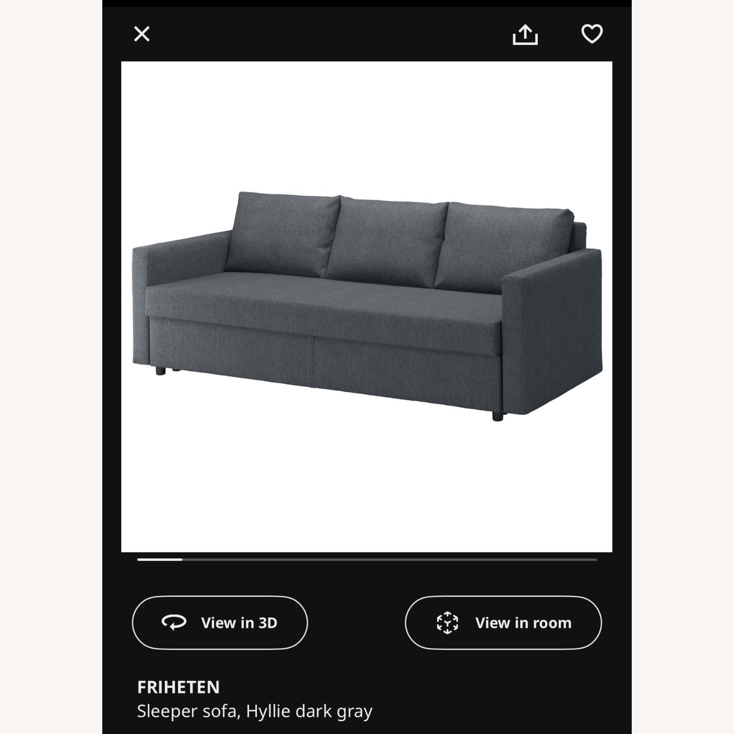 IKEA Friheten Sleeper Sofa Hyllie Dark Grey - image-2